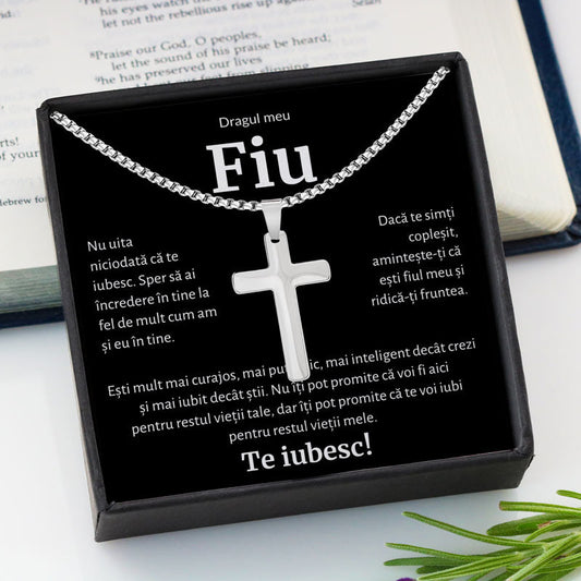 Cadou Fiu - Colier Cruce BLK