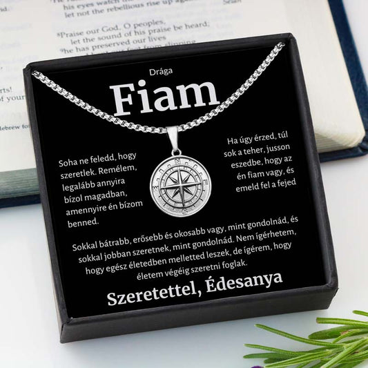HU-4B Ajándék a Drága Fiamnak – Iránytű Nyaklánc Anyától